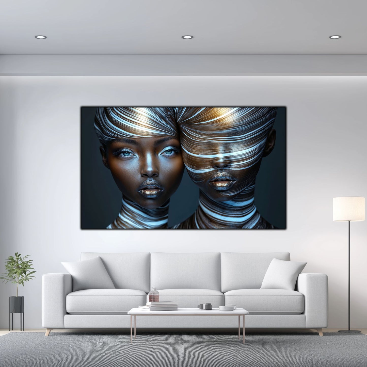 Tablou Modern pt Decorul Livingului - Print UV pe Sticla - „Gemini Souls” - No03