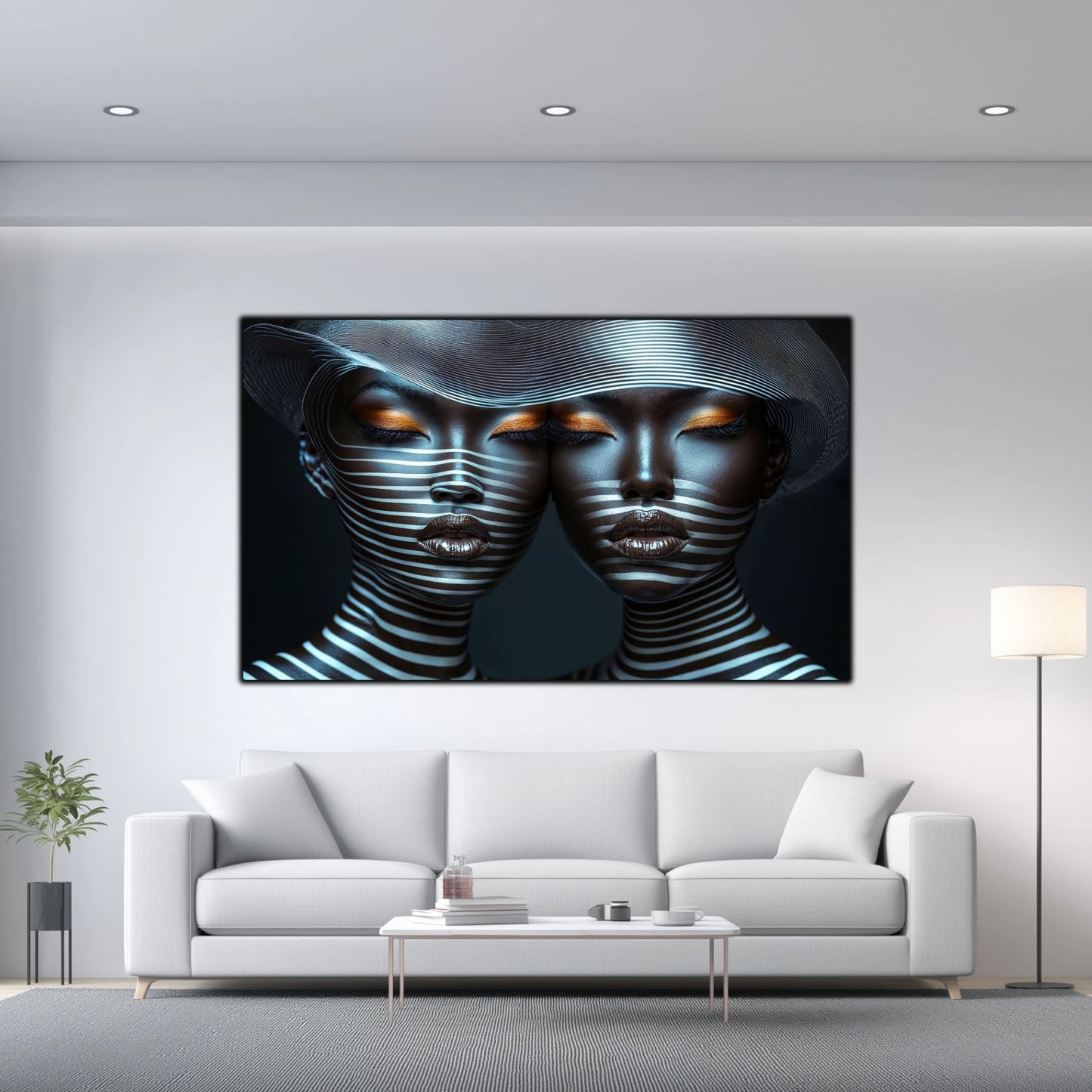 Tablou Modern pt Decorul Livingului - Print UV pe Sticla - „Gemini Souls” - No04