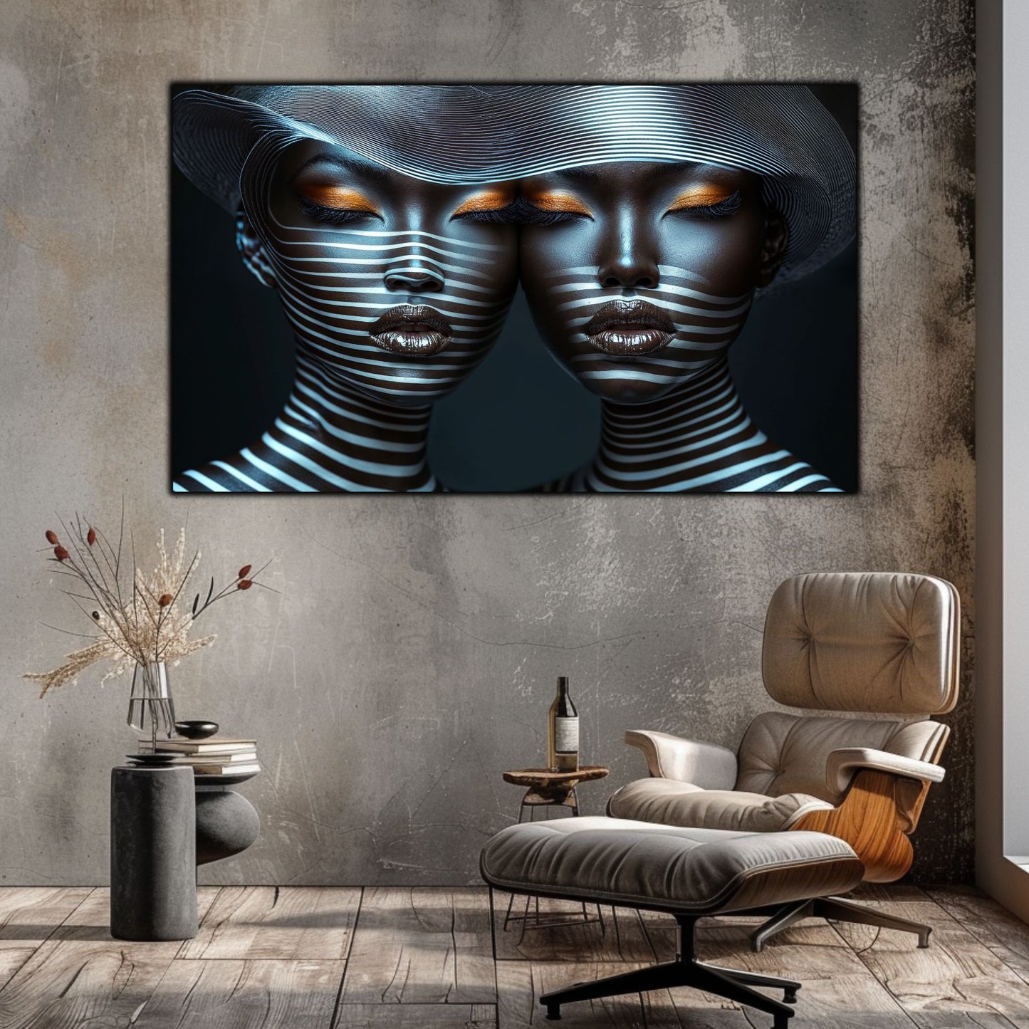 Tablou Modern pt Decorul Livingului - Print UV pe Sticla - „Gemini Souls” - No04
