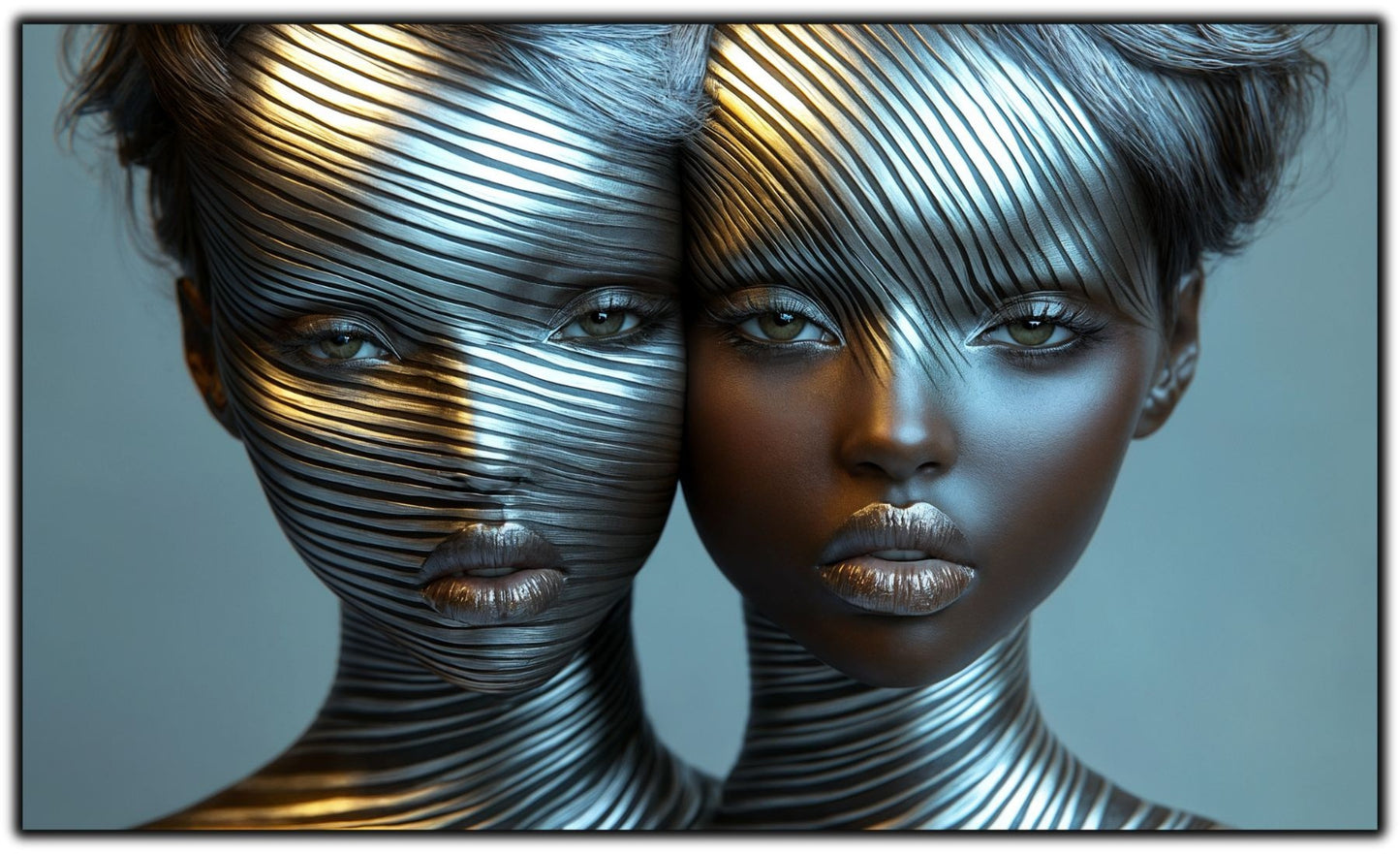 Tablou Modern pt Decorul Livingului - Print UV pe Sticla - „Gemini Souls” - No06