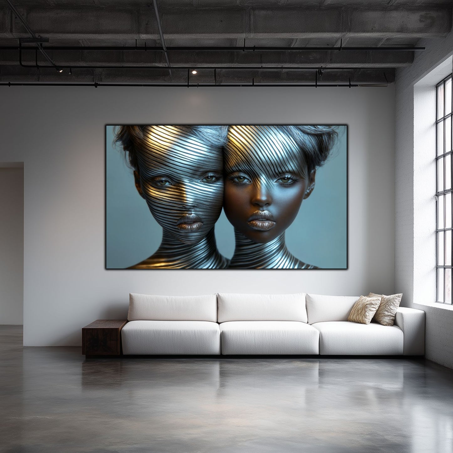 Tablou Modern pt Decorul Livingului - Print UV pe Sticla - „Gemini Souls” - No06
