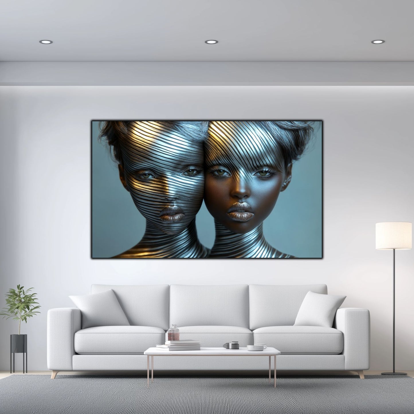 Tablou Modern pt Decorul Livingului - Print UV pe Sticla - „Gemini Souls” - No06