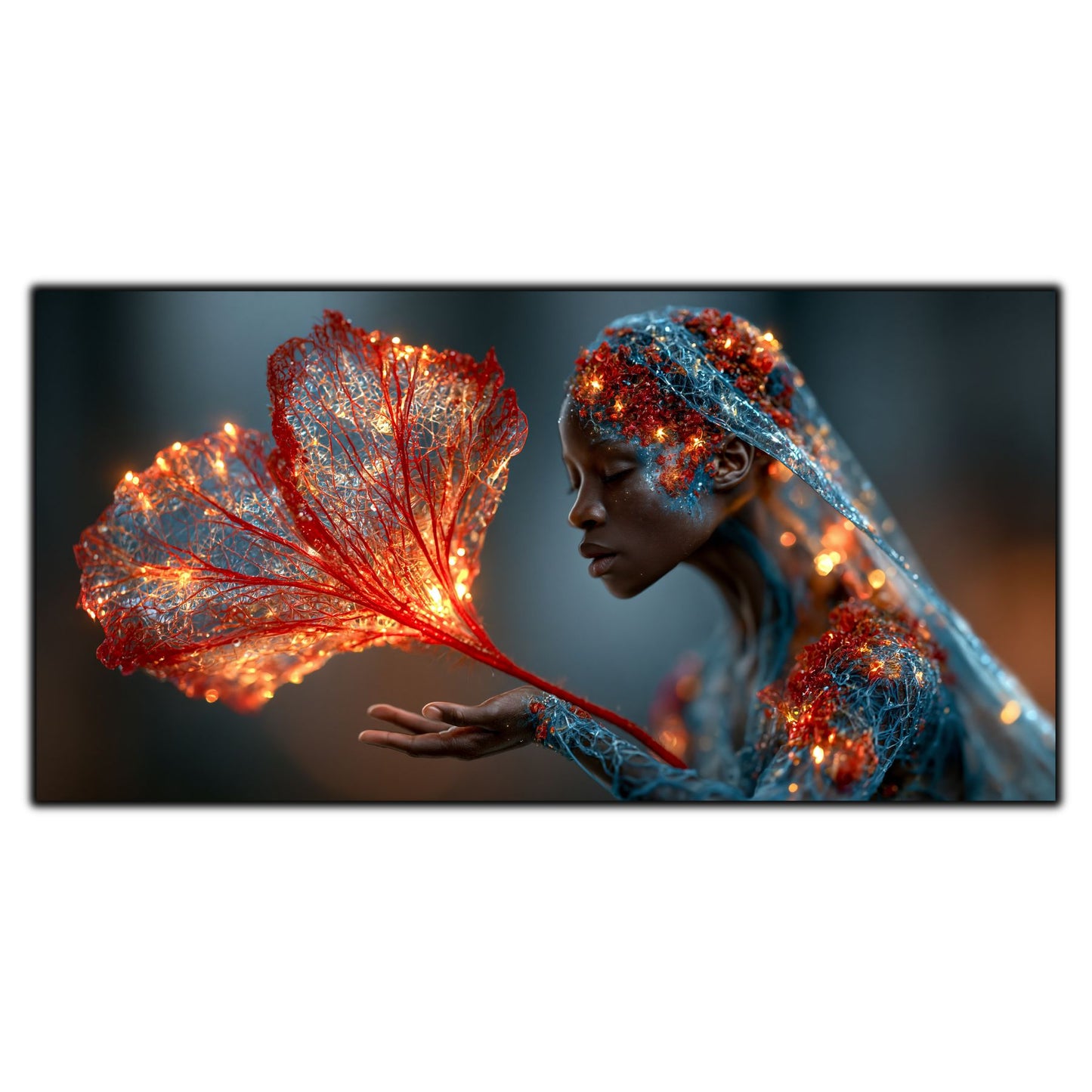 Whispering Flame din colecția Becoming Light – tablou decorativ pe sticlă securizată ultra-clară inspirat de dialogul tăcut dintre lumină și suflet.