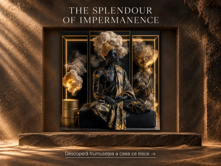 Tablou pe sticla securizata pentru living din colectia The Splendour of Impermanence, printat pe sticla.