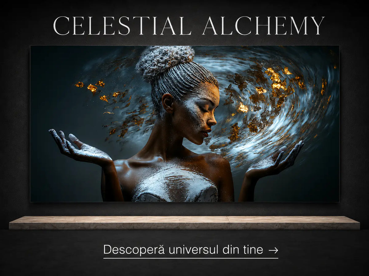 Tablou modern pe sticla cu portret celestial, pentru living modern si mare.