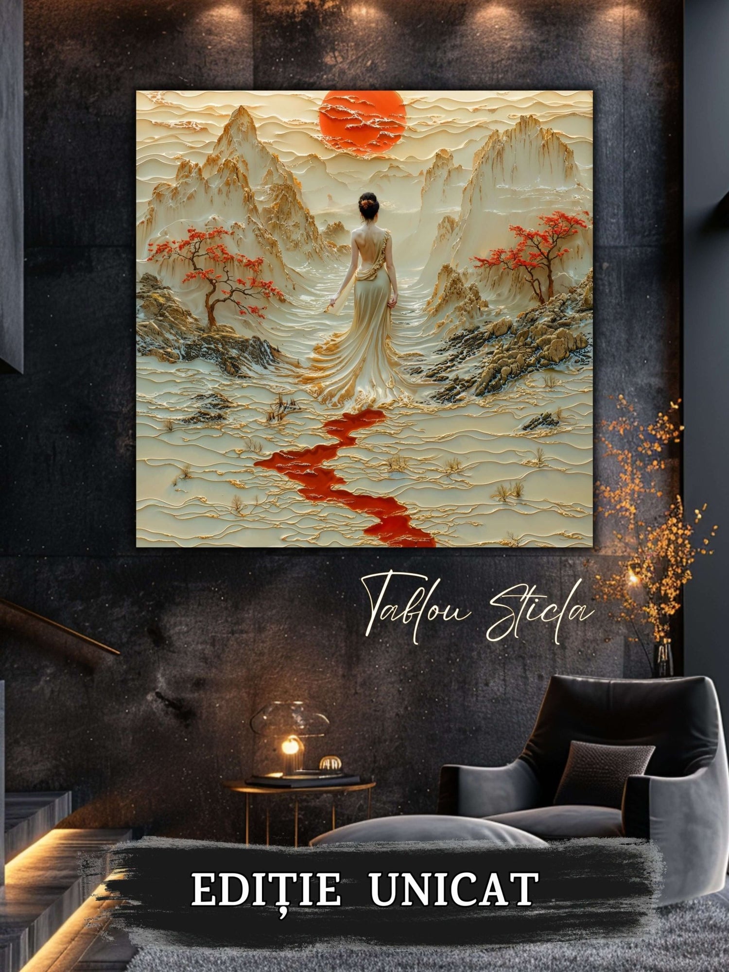 Tablou pe sticla care redefineste eleganta sufrageriei moderne