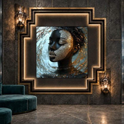 Tablou dormitor Half Light ca punct focal într-un decor contemporan.