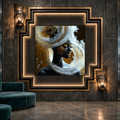 Tablou living Tidal Crown ca punct focal într-un decor contemporan.
