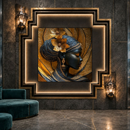 Tablou living Amber Current ca punct focal într-un decor contemporan.