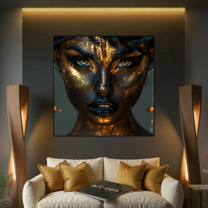 Tablou patrat modern Black Oracle sticla 4mm - mockup perspectiva 4