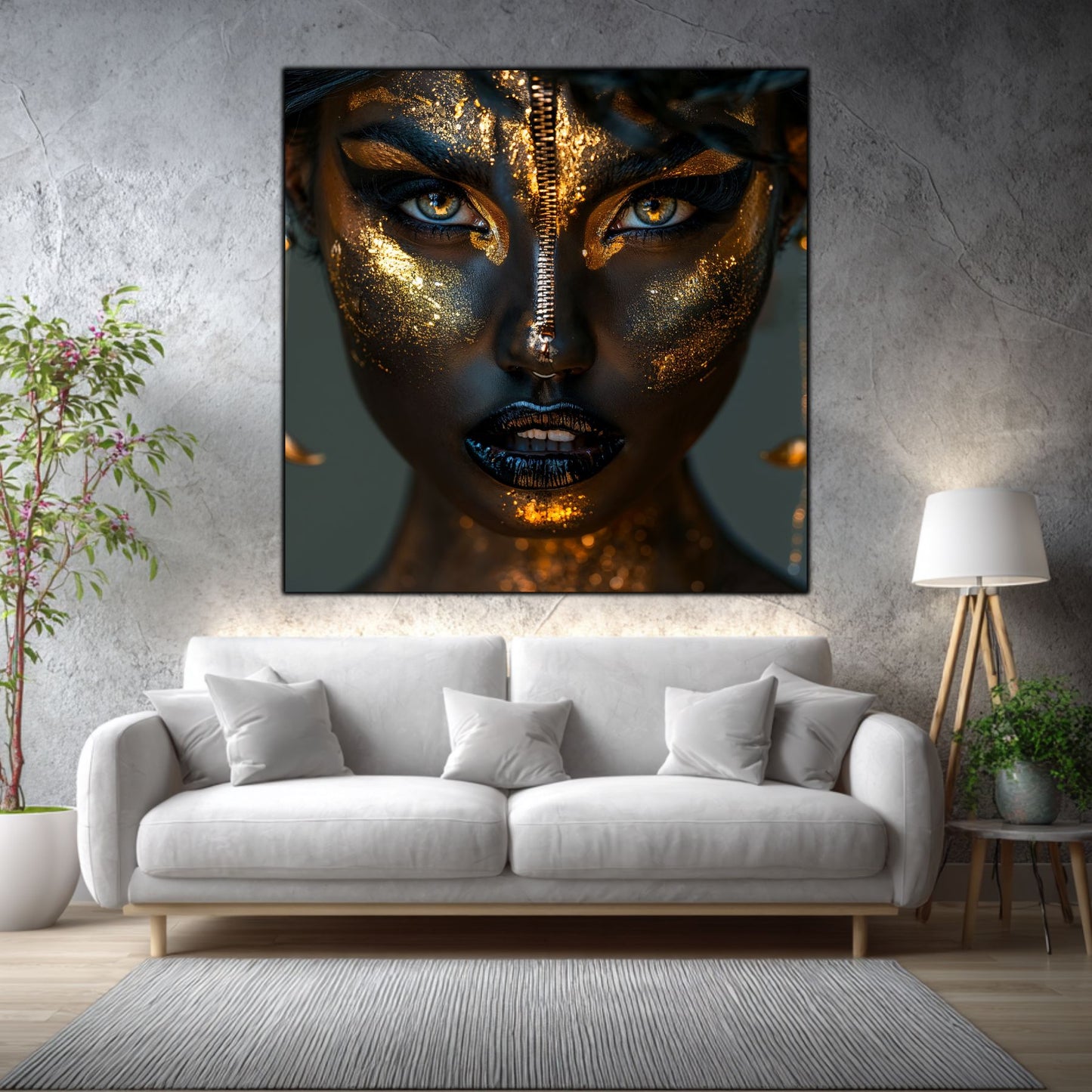 Tablou patrat modern Black Oracle sticla 4mm - mockup perspectiva 6