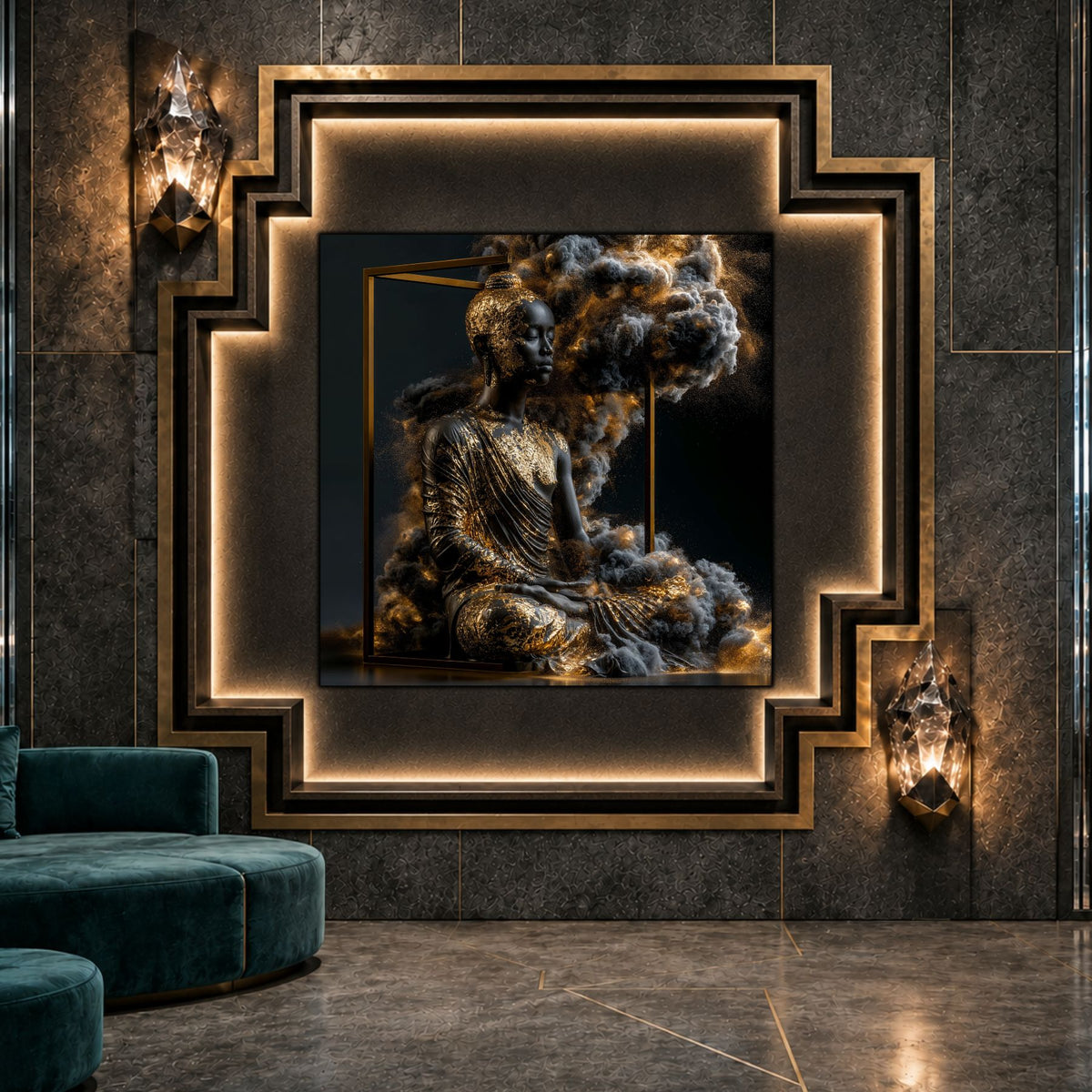 Tablou Abstract Modern – Disoluția din pragul de aur