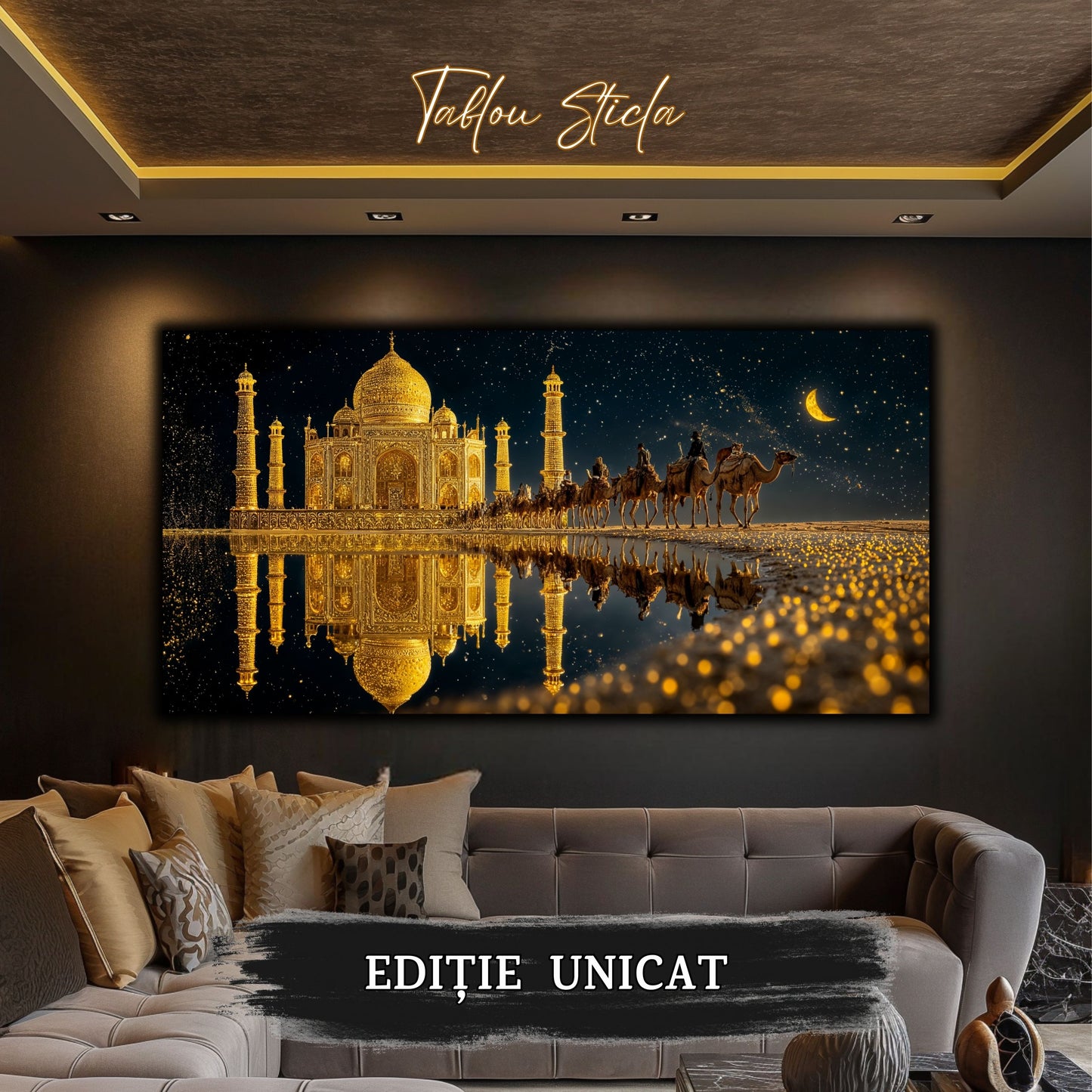 Echoes of Gold - Tablou Sticla  - Unicat - no11