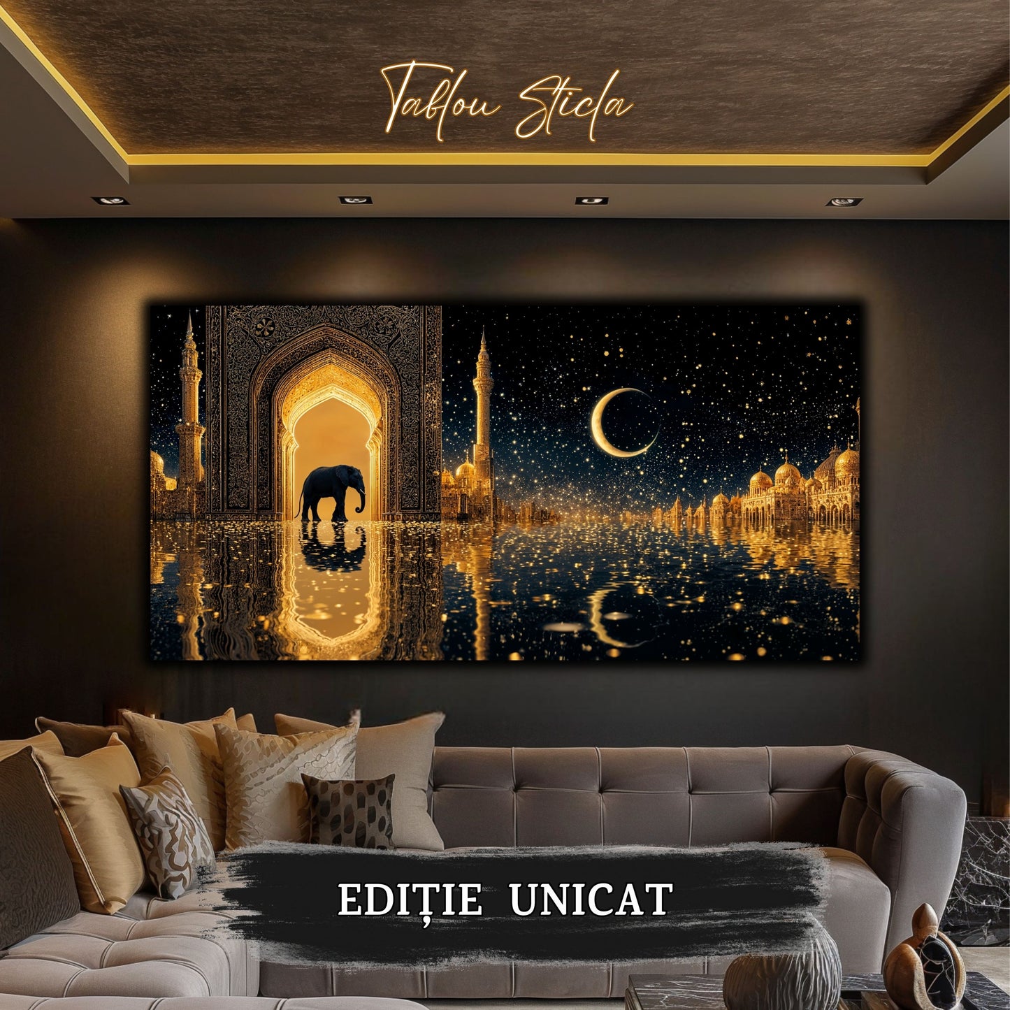 Echoes of Gold - Tablou Sticla  - Unicat - no14