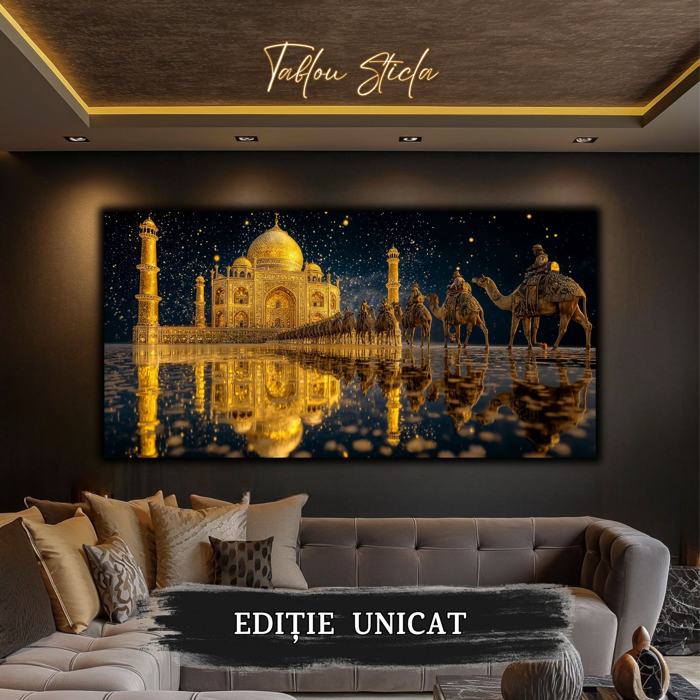 Echoes of Gold - Tablou Sticla  - Unicat - no13