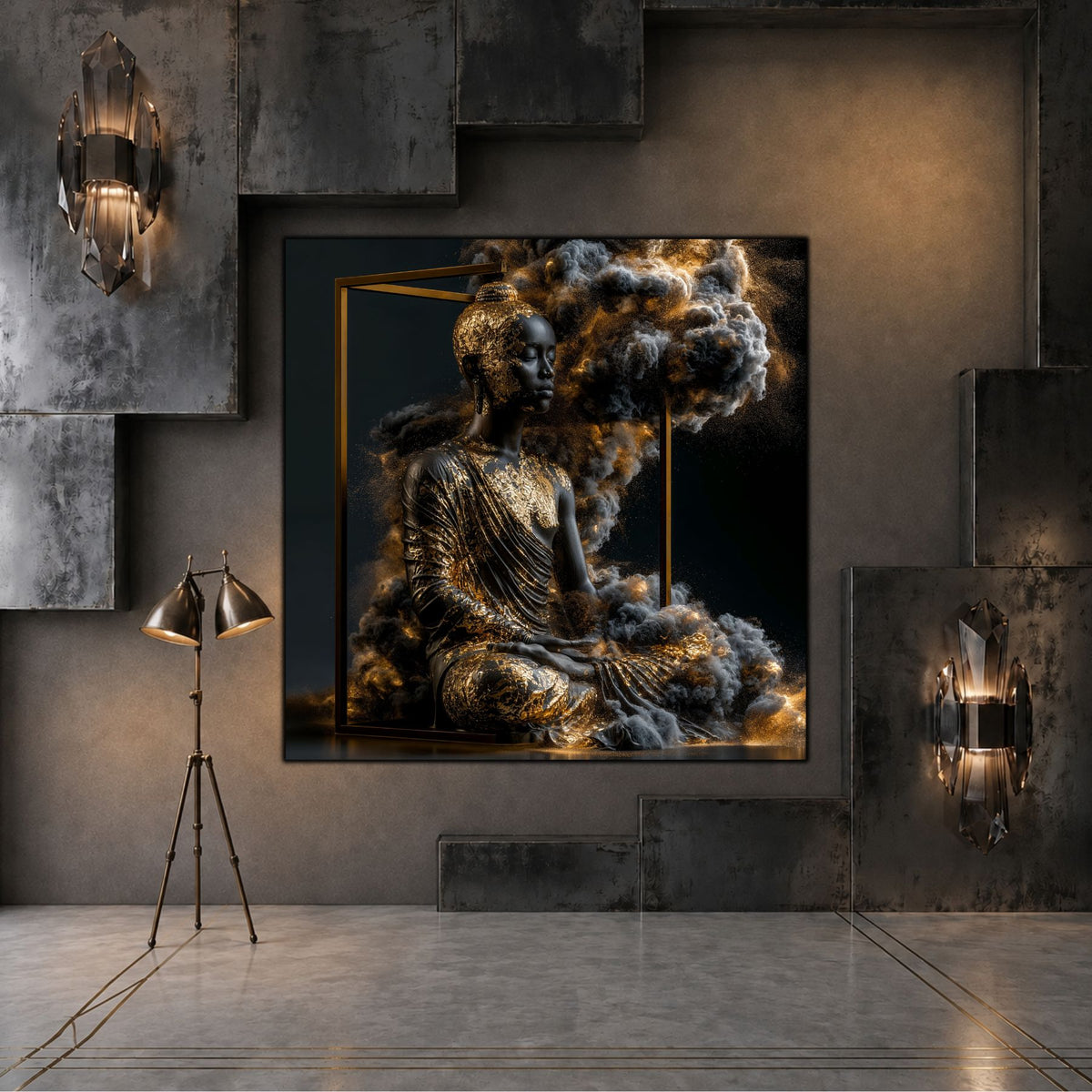 Tablou Abstract Modern – Disoluția din pragul de aur