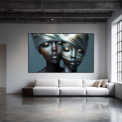 Tablou Modern pt Decorul Livingului - Print UV pe Sticla - „Gemini Souls” - No05