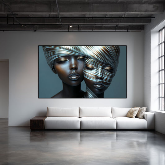 Tablou Modern pt Decorul Livingului - Print UV pe Sticla - „Gemini Souls” - No05