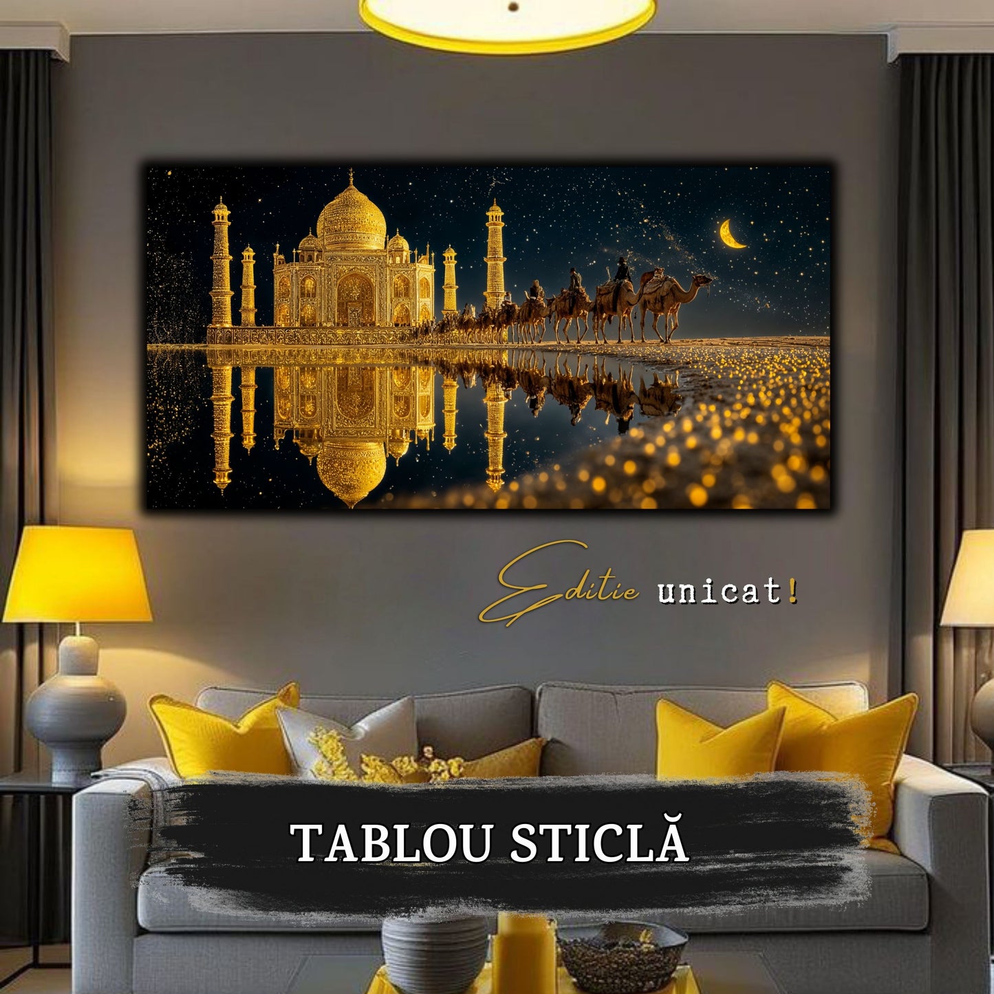 Echoes of Gold - Tablou Sticla  - Unicat - no11