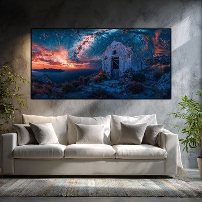 Tablouri Sufragerie Sticlă – The Stone Arch, mockup interior cu tablou pe sticlă securizată