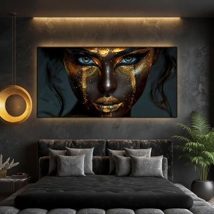 Tablou sufragerie mare Obsidian Gaze sticla 4mm - mockup perspectiva 2