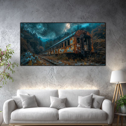 Tablou mare pentru living „Last Carriage” – peisaj de iarnă în amenajare interioară