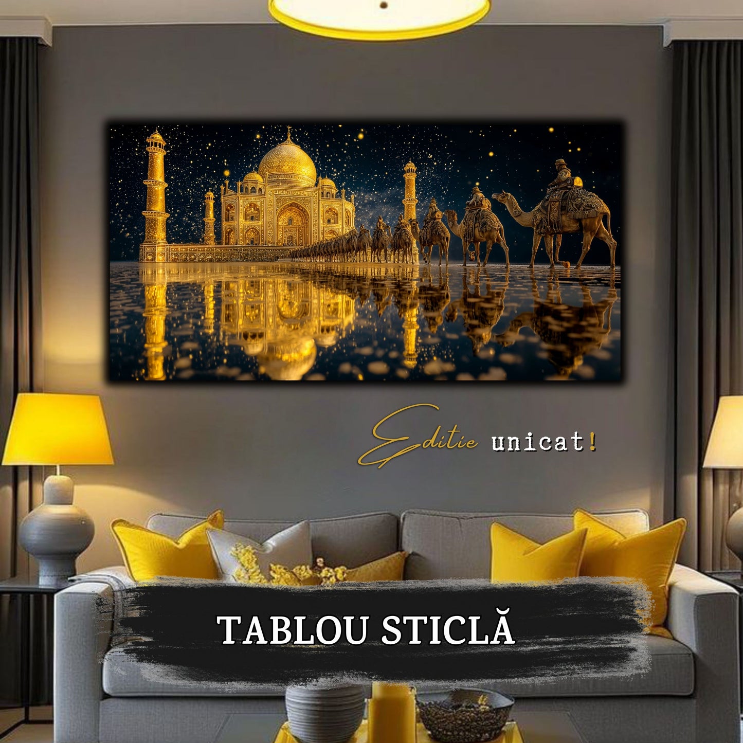 Echoes of Gold - Tablou Sticla  - Unicat - no13