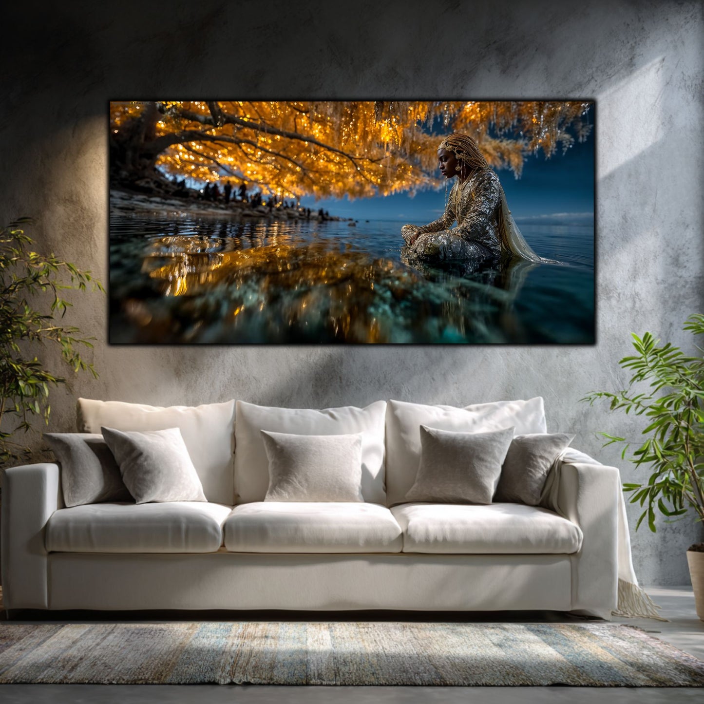 Tablouri Sufragerie Sticlă – The Keeper of Autumn, mockup interior cu tablou pe sticlă securizată