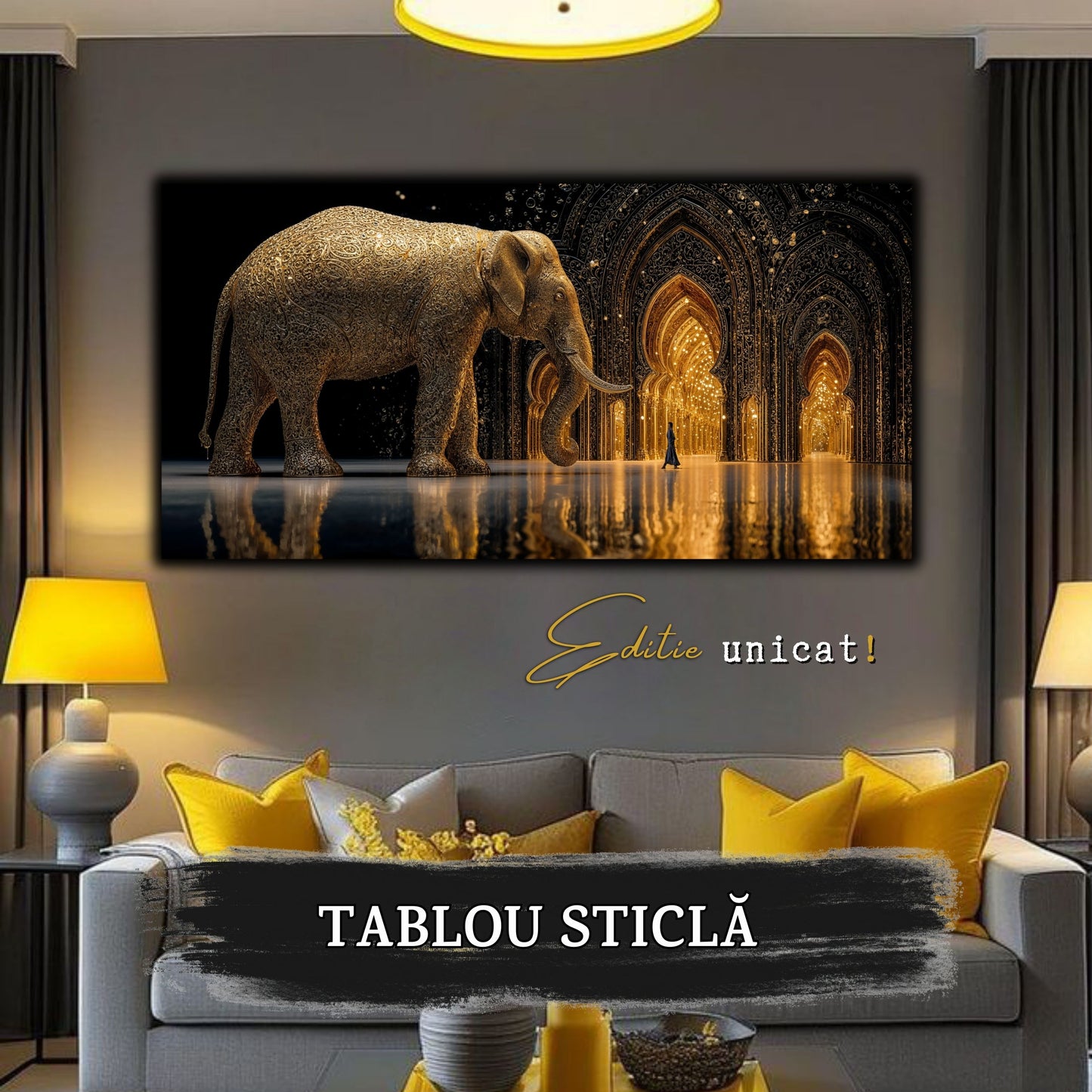 Echoes of Gold - Tablou Sticla  - Unicat - no10