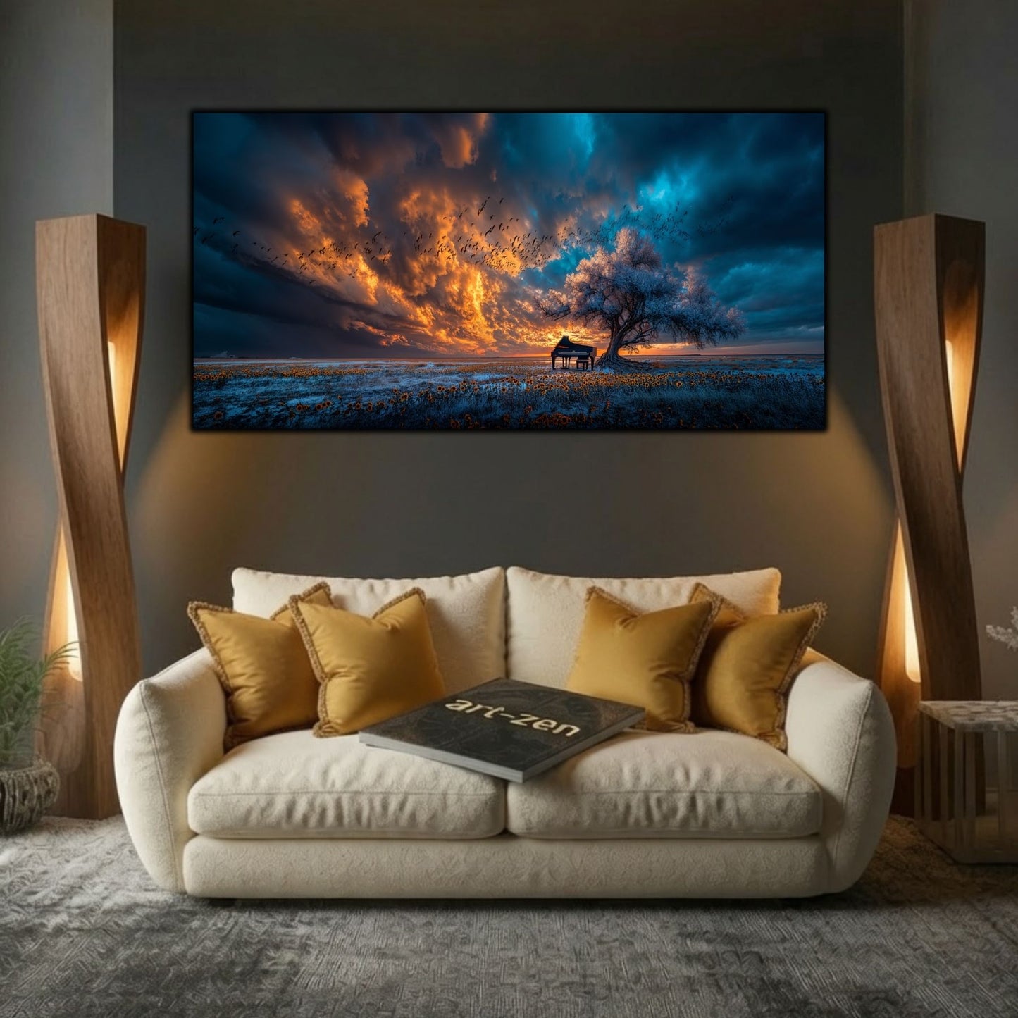 Tablou modern pentru sufragerie „The Last Shelter” – mockup decorativ cu drum, casă sau gară uitată