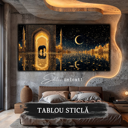 Echoes of Gold - Tablou Sticla  - Unicat - no14