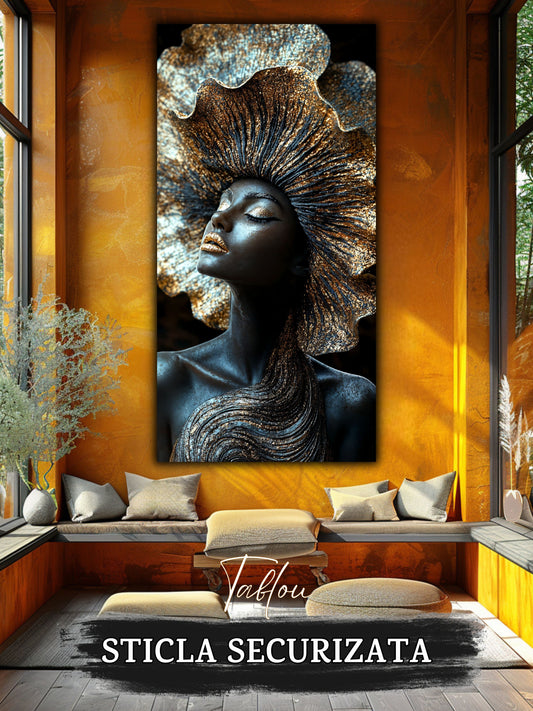 Tablou modern Golden Ascent într-un interior contemporan