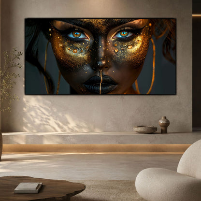 Tablou living modern Ritual Shadow sticla securizata 4mm - mockup perspectiva 3
