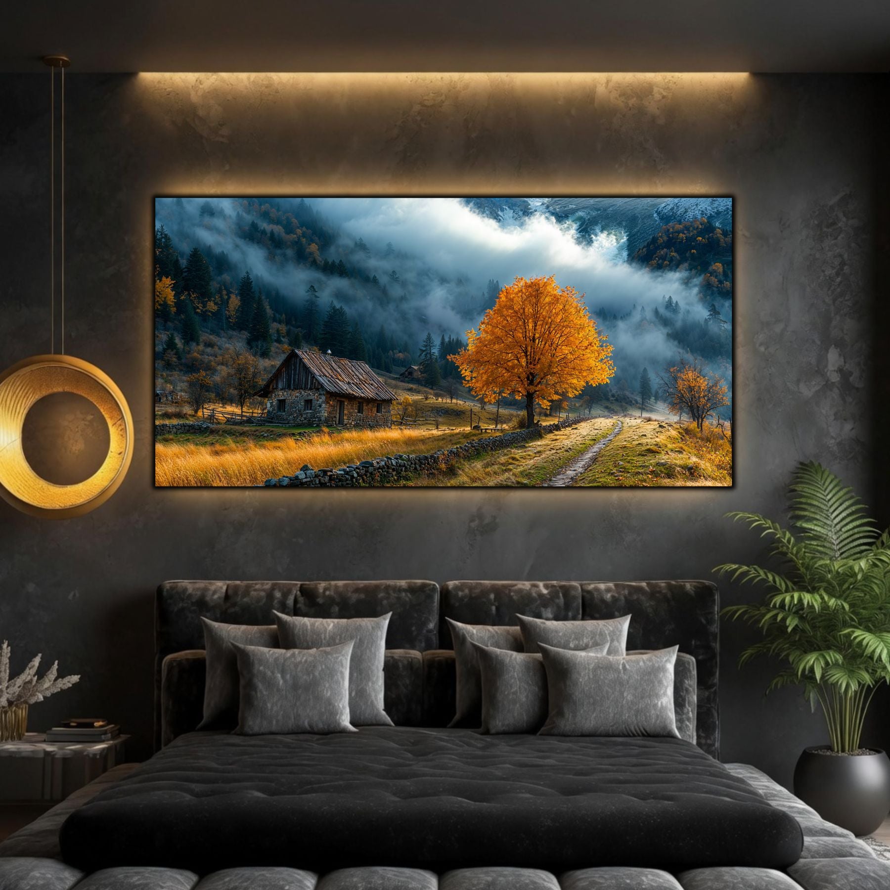 Tablou modern pentru sufragerie „The Road Beside the Tree” – peisaj din The Long Way Home în amenajare interioară