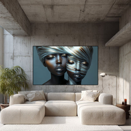 Tablou Modern pt Decorul Livingului - Print UV pe Sticla - „Gemini Souls” - No05