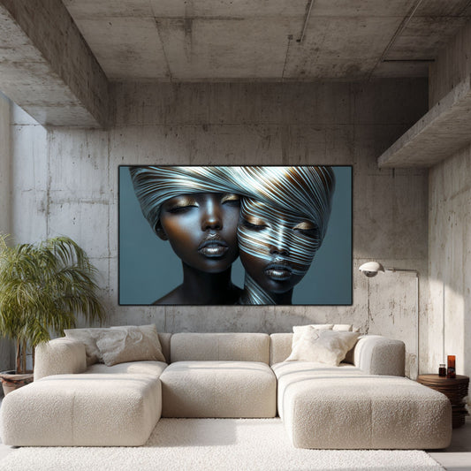 Tablou Modern pt Decorul Livingului - Print UV pe Sticla - „Gemini Souls” - No05