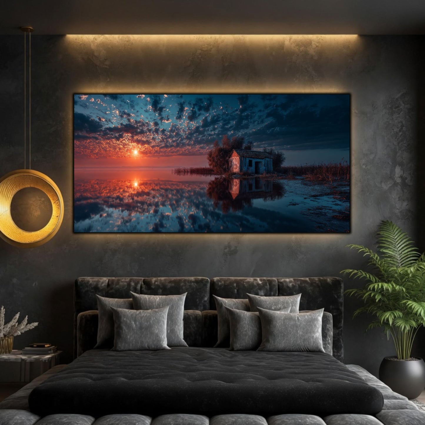 Tablouri Living Sticlă – House at Waterline | The Light We Encounter