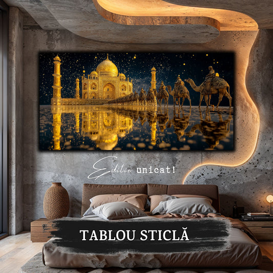 Echoes of Gold - Tablou Sticla  - Unicat - no13