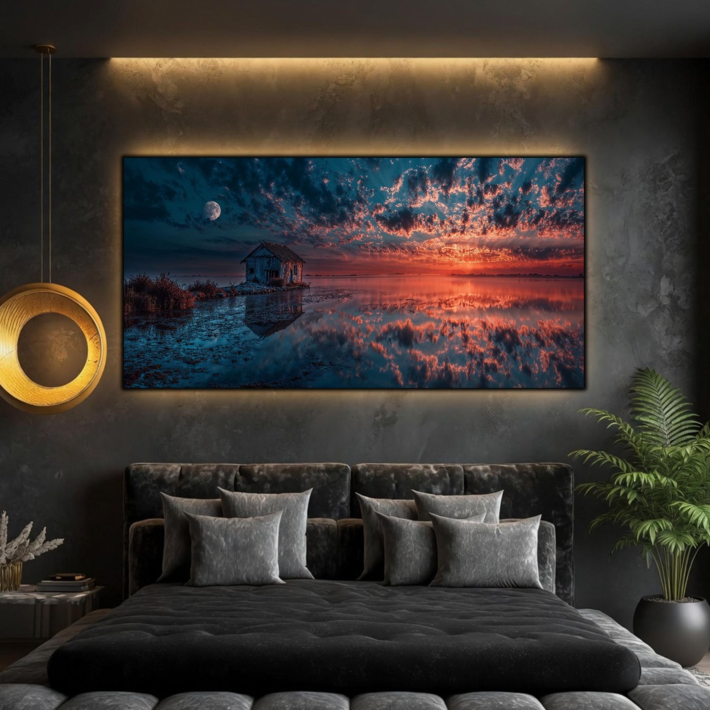 Tablouri Living Sticlă – Moon Over the Empty House | The Light We Encounter