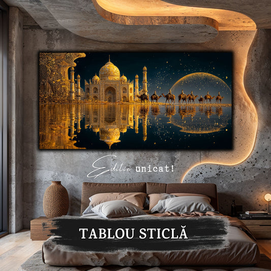 Echoes of Gold - Tablou Sticla  - Unicat - no12