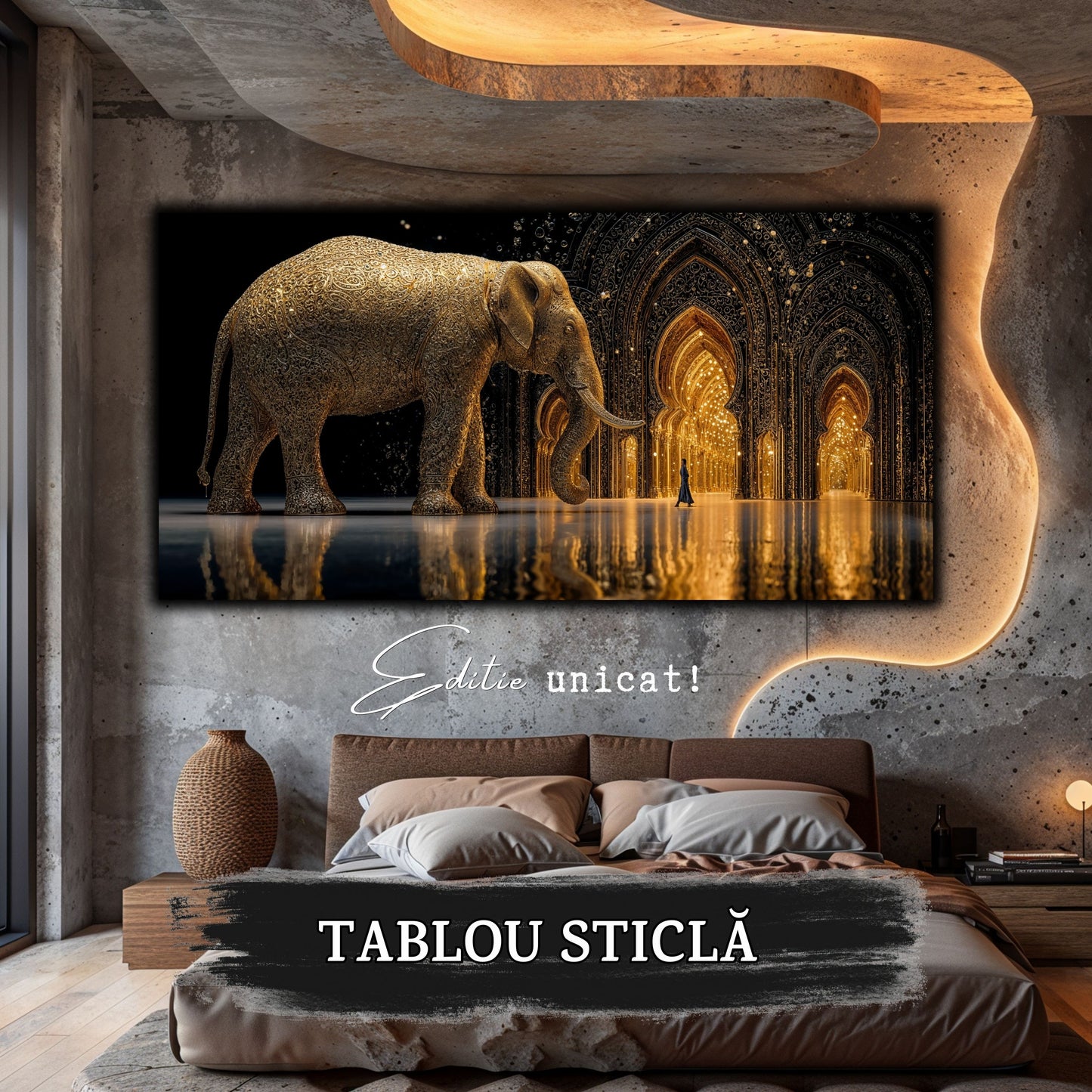 Echoes of Gold - Tablou Sticla  - Unicat - no10