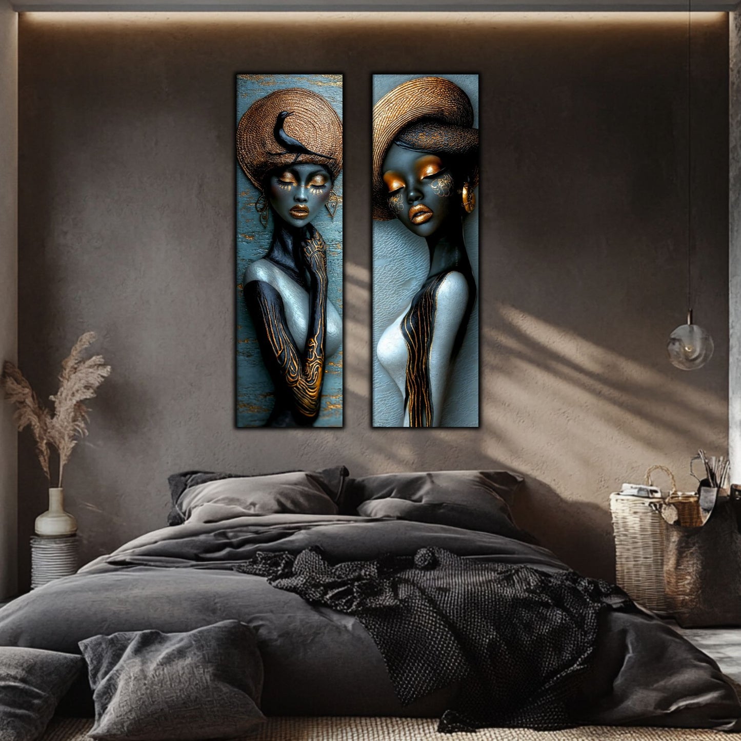 Set 2 Tablouri pt Decorul Modern al Livingului - Print UV pe Sticla - NO20