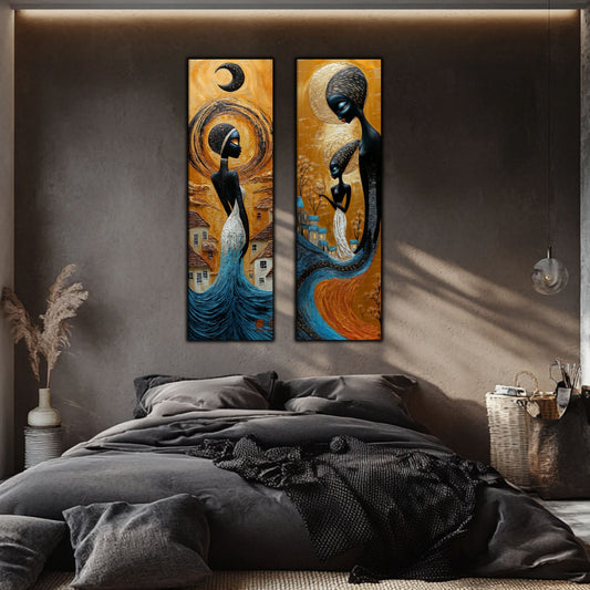 Set 2 Tablouri pt Decorul Modern al Livingului - Print UV pe Sticla - NO15