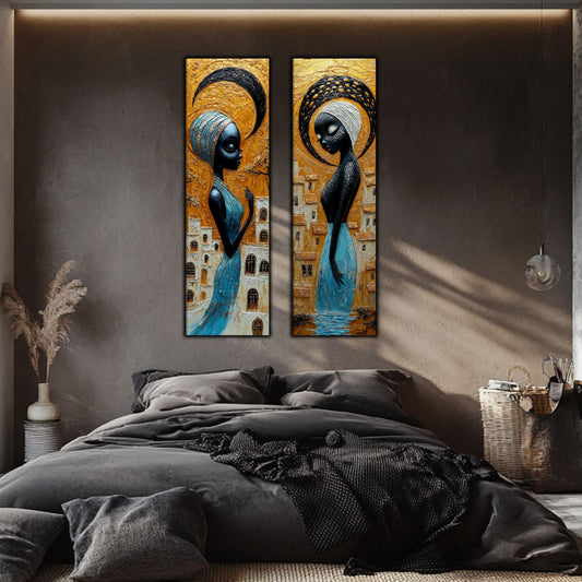 Set 2 Tablouri pt Decorul Modern al Livingului - Print UV pe Sticla - NO23