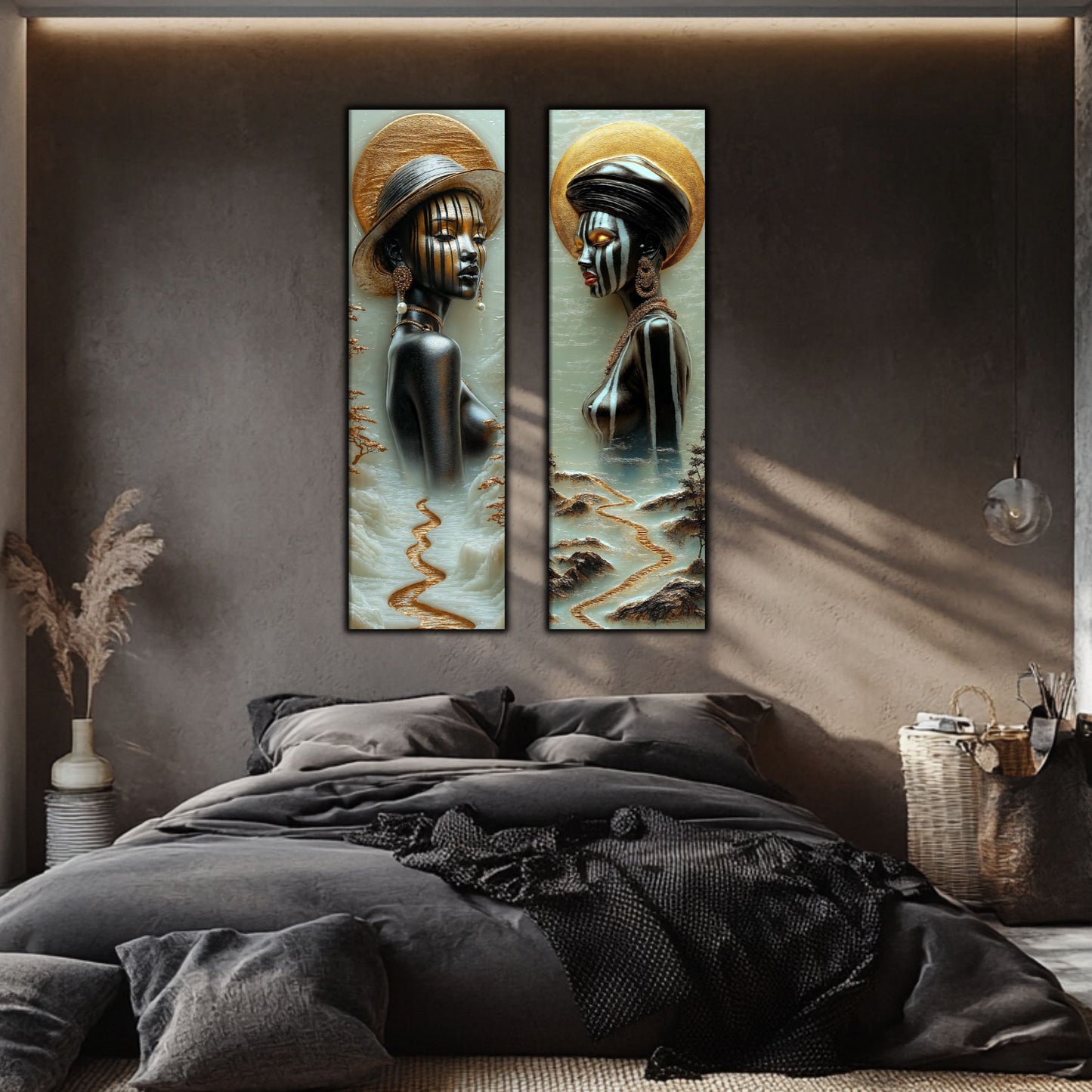 Set 2 Tablouri pt Decorul Modern al Livingului - Print UV pe Sticla - NO14