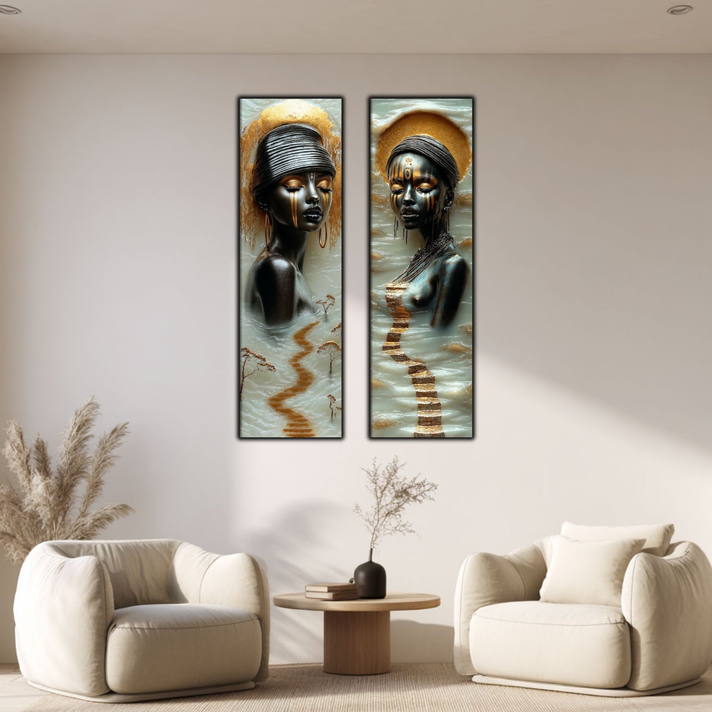 Set 2 Tablouri pt Decorul Modern al Livingului - Print UV pe Sticla - NO18