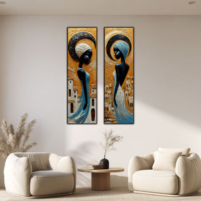 Set 2 Tablouri pt Decorul Modern al Livingului - Print UV pe Sticla - NO17