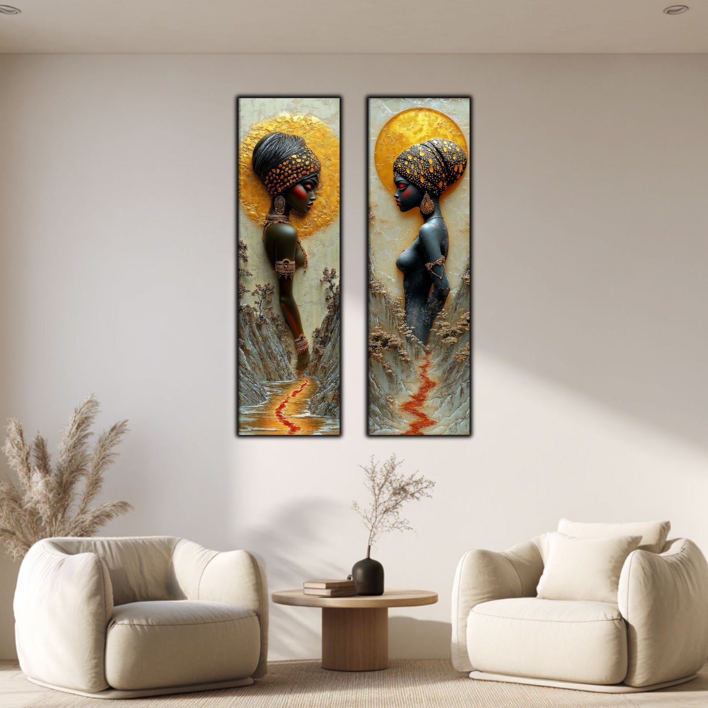 Set 2 Tablouri pt Decorul Modern al Livingului - Print UV pe Sticla - NO13