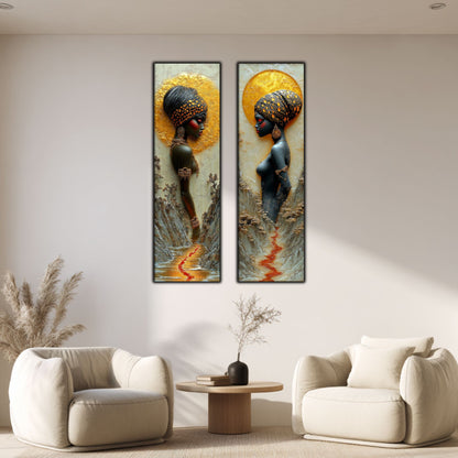 Set 2 Tablouri pt Decorul Modern al Livingului - Print UV pe Sticla - NO13