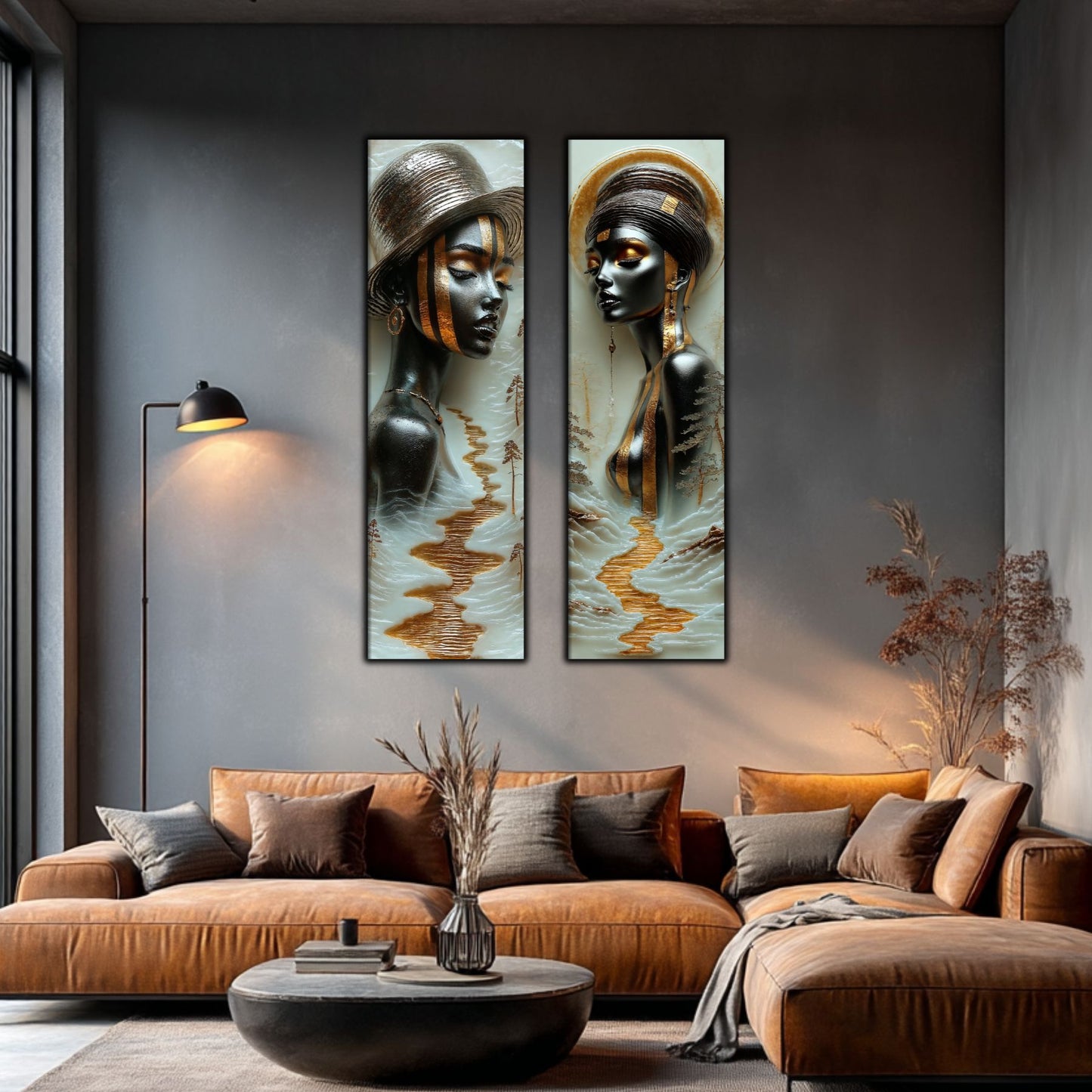 Set 2 Tablouri pt Decorul Modern al Livingului - Print UV pe Sticla - NO16